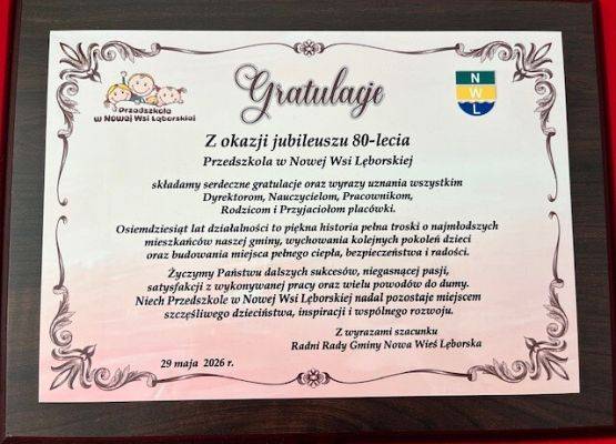 Grafika 34: Jubileusz 80-lecia Przedszkola w Nowej Wsi Lęborskiej